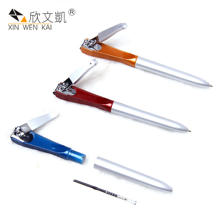 Plastic Ball Point Pen With Nail Clipper